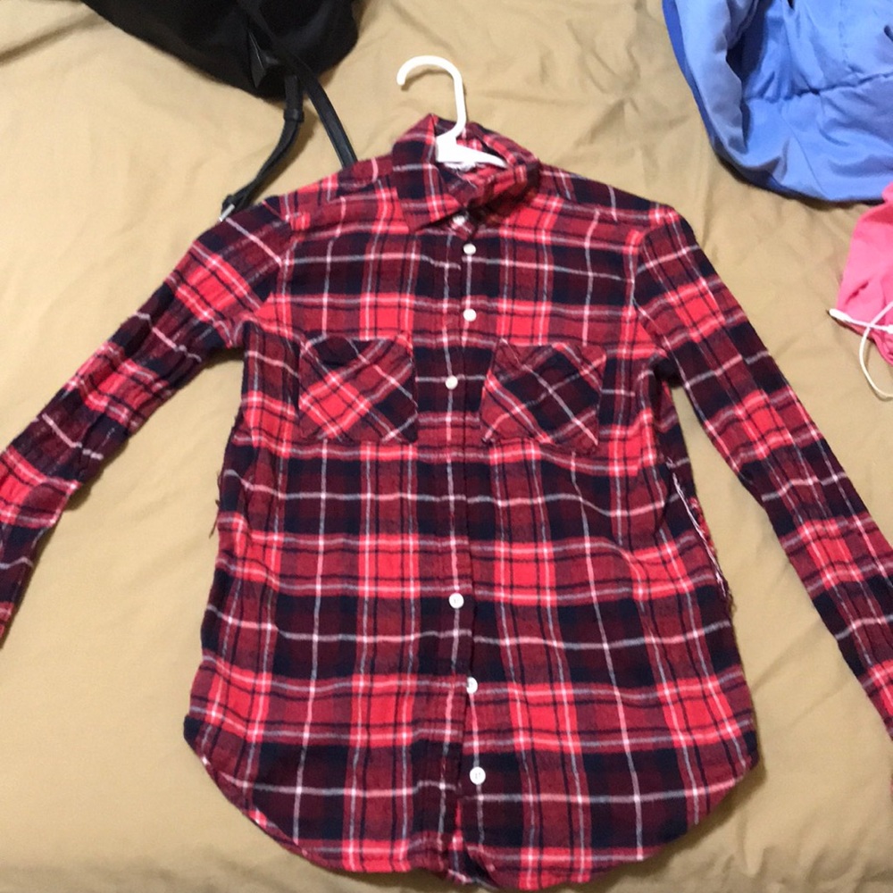 Distressed style plaid button up